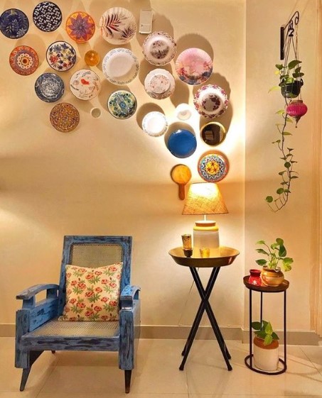 Add Fun Colours To Your Room By Hanging Plates On Wall  